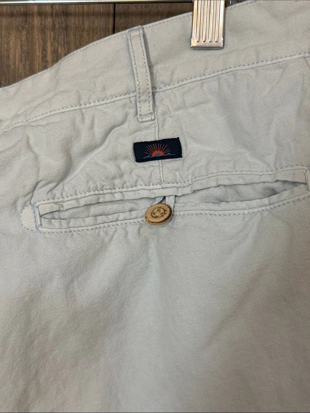 Faherty Linen Cotton Blend Shorts Mens 34 Blue Chino Coastal Beach Casual Summer